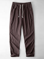 Stripe Textured Knit Shirt & Straight Leg Linen Pants