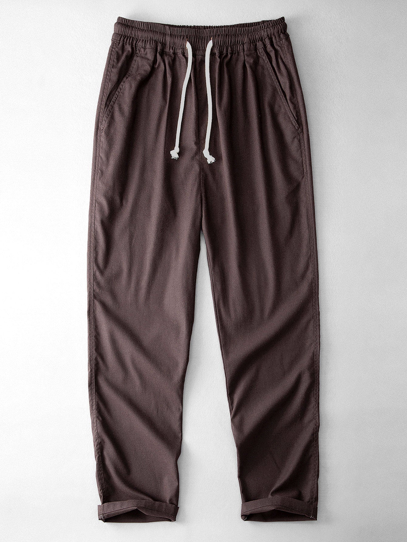 Stripe Textured Knit Shirt & Straight Leg Linen Pants