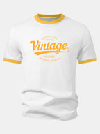 Vintage Print Contrast Ringer T-Shirt