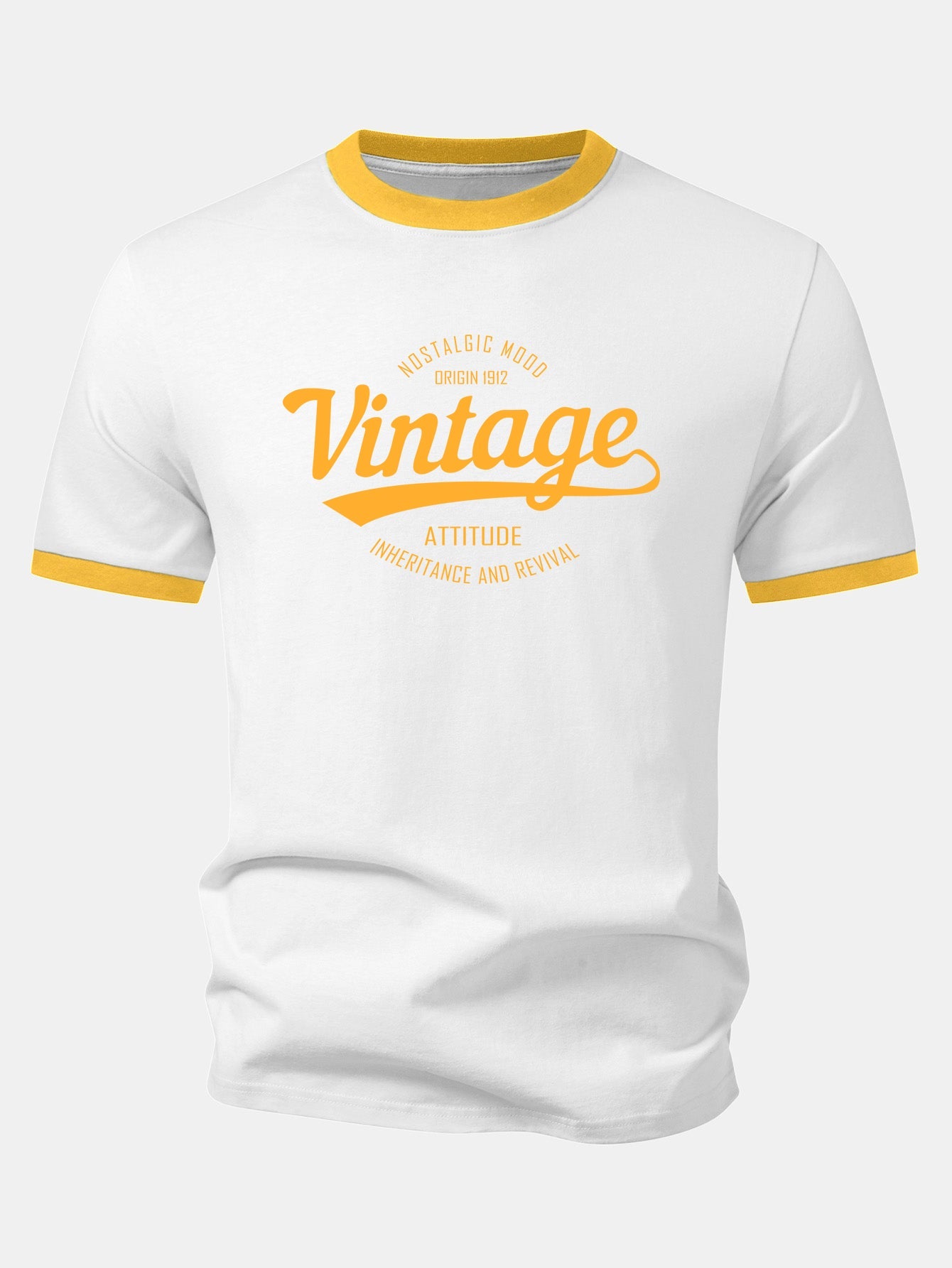 Vintage Print Contrast Ringer T-Shirt