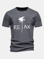 Regular Fit Relax Palm Tree Print Cotton T-Shirt