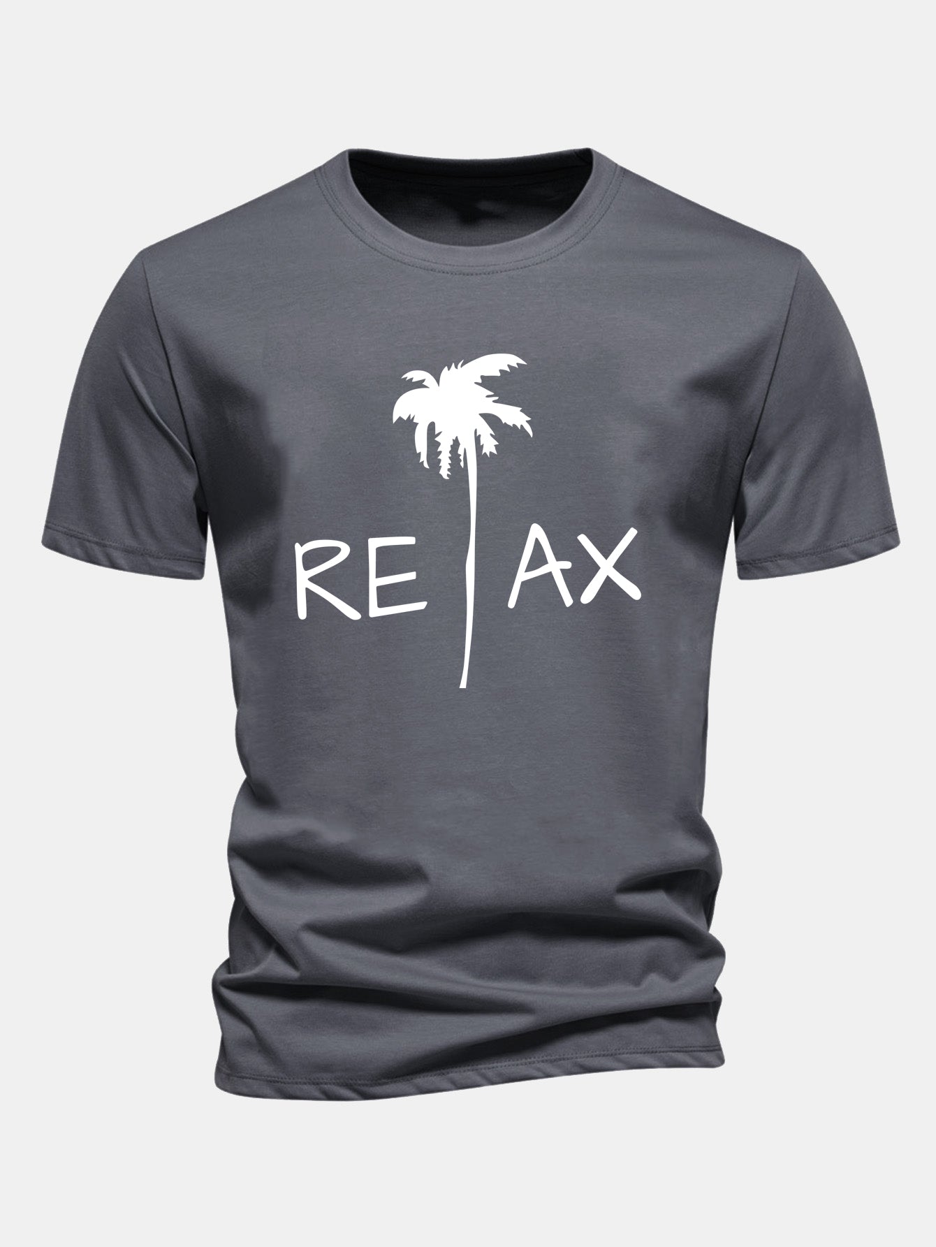 Regular Fit Relax Palm Tree Print Cotton T-Shirt