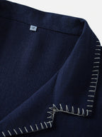 Contrast Stitching Linen Rayon Blend Cuban Shirt