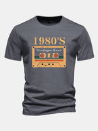 Regular Fit 1980's Cassette Tape Print Cotton T-Shirt