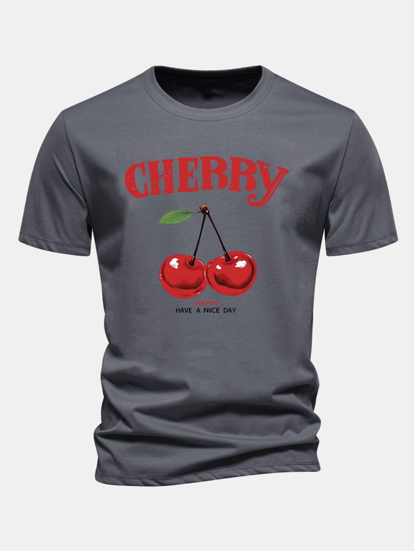 Regular Fit Cherry Print Cotton T-Shirt