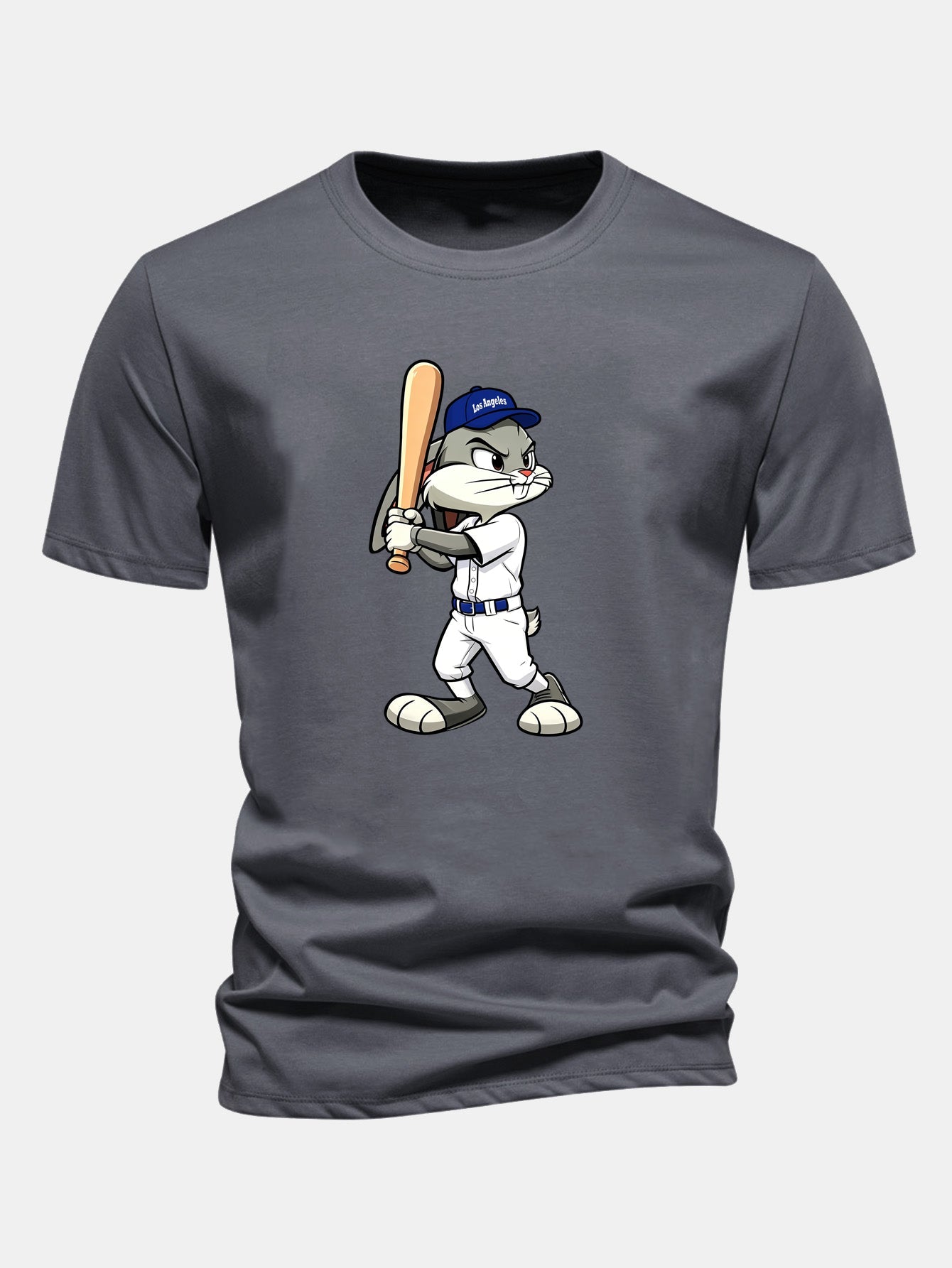 Regular Fit Baseball Rabbit Print Cotton T-Shirt