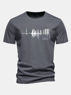 Regular Fit Keyboard Heartbeat Print Cotton T-Shirt