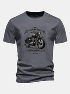 Regular Fit Classic Motorcycle Print Cotton T-Shirt