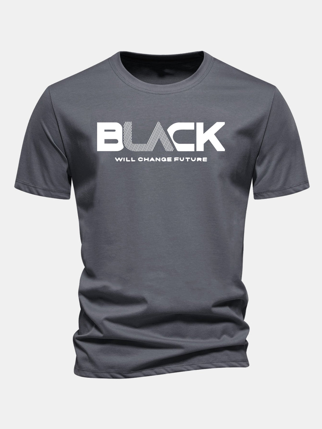 Regular Fit Black Print Cotton T-Shirt