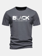 Regular Fit Black Print Cotton T-Shirt