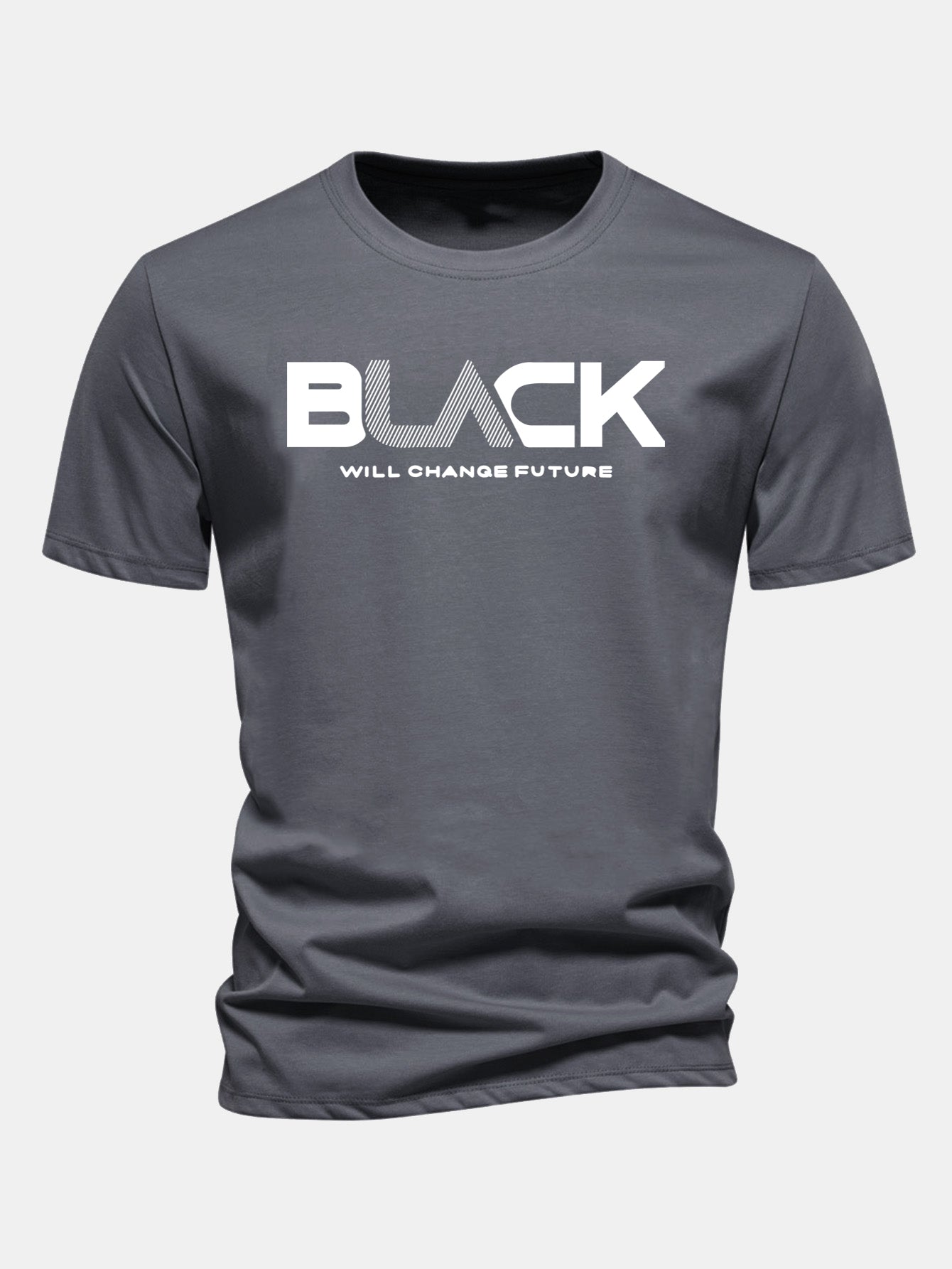 Regular Fit Black Print Cotton T-Shirt