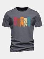 Regular Fit Colorful Mountain Print Cotton T-Shirt
