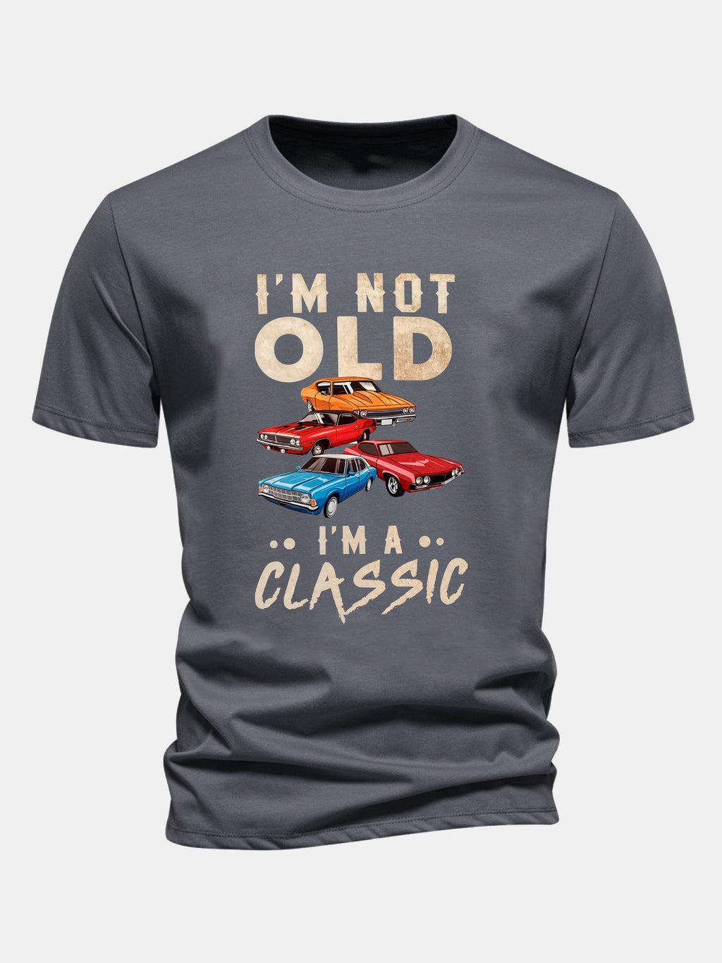 Regular Fit Vintage Car Print Cotton T-Shirt