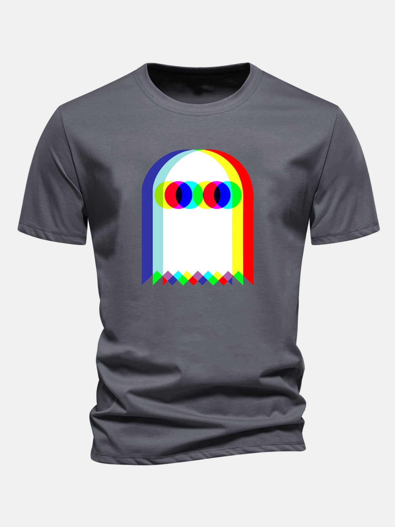 Regular Fit Glitch Ghost Print Cotton T-Shirt
