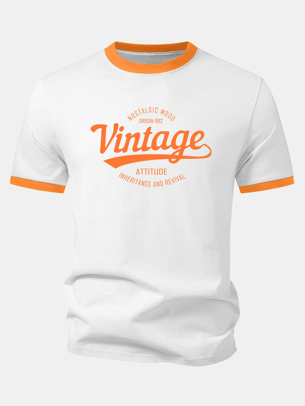 Vintage Print Contrast Ringer T-Shirt