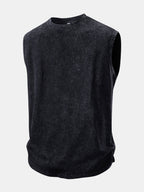 I Want You Print Washed Distressed Tank Top