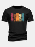 Regular Fit Colorful Mountain Print Cotton T-Shirt
