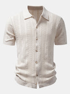 Linen Textured Knit Shirt & Slim Fit Tapered Trousers