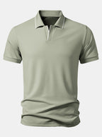 Contrast Trim Johnny Collar Polo