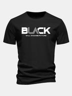 Regular Fit Black Print Cotton T-Shirt