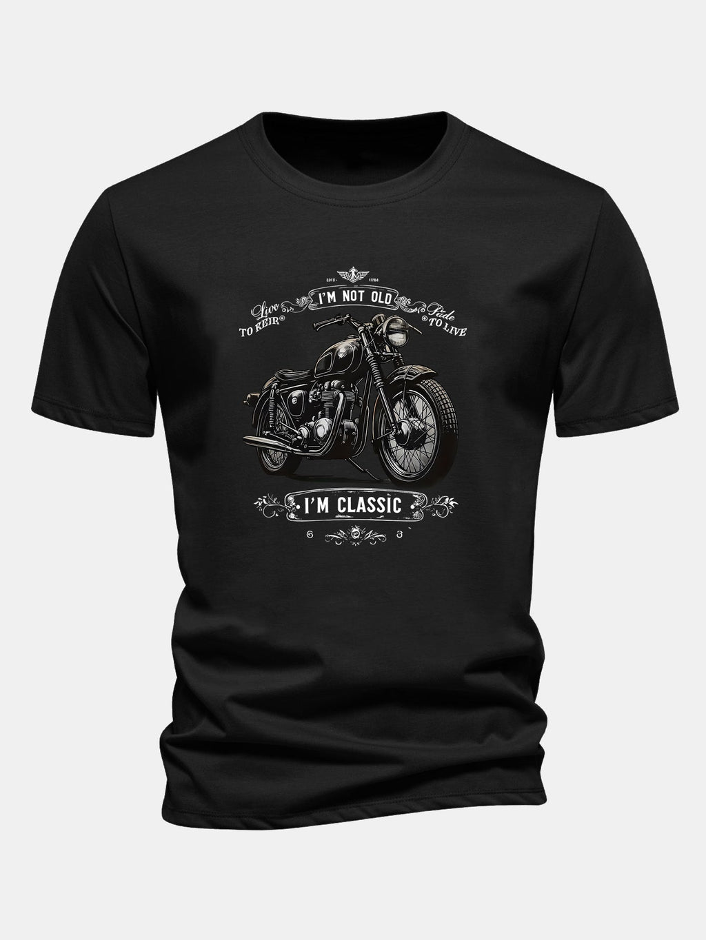 Regular Fit Classic Motorcycle Print Cotton T-Shirt