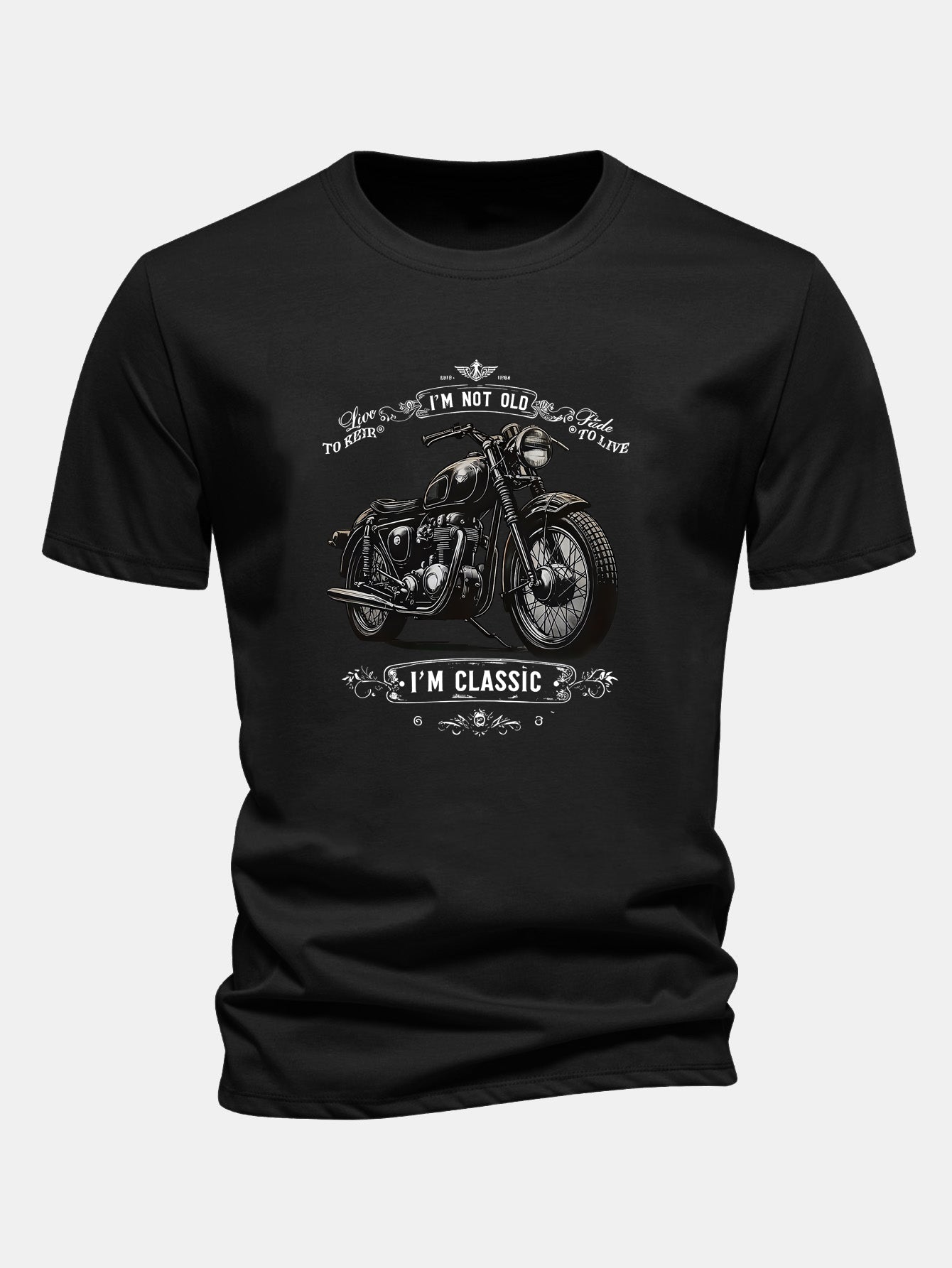 Regular Fit Classic Motorcycle Print Cotton T-Shirt