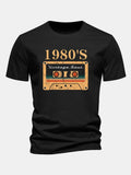 Regular Fit 1980's Cassette Tape Print Cotton T-Shirt