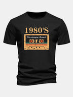 Regular Fit 1980's Cassette Tape Print Cotton T-Shirt