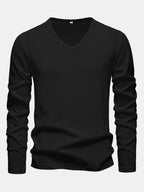 Long Sleeve Lightweight Linen Look V Neck T-Shirt
