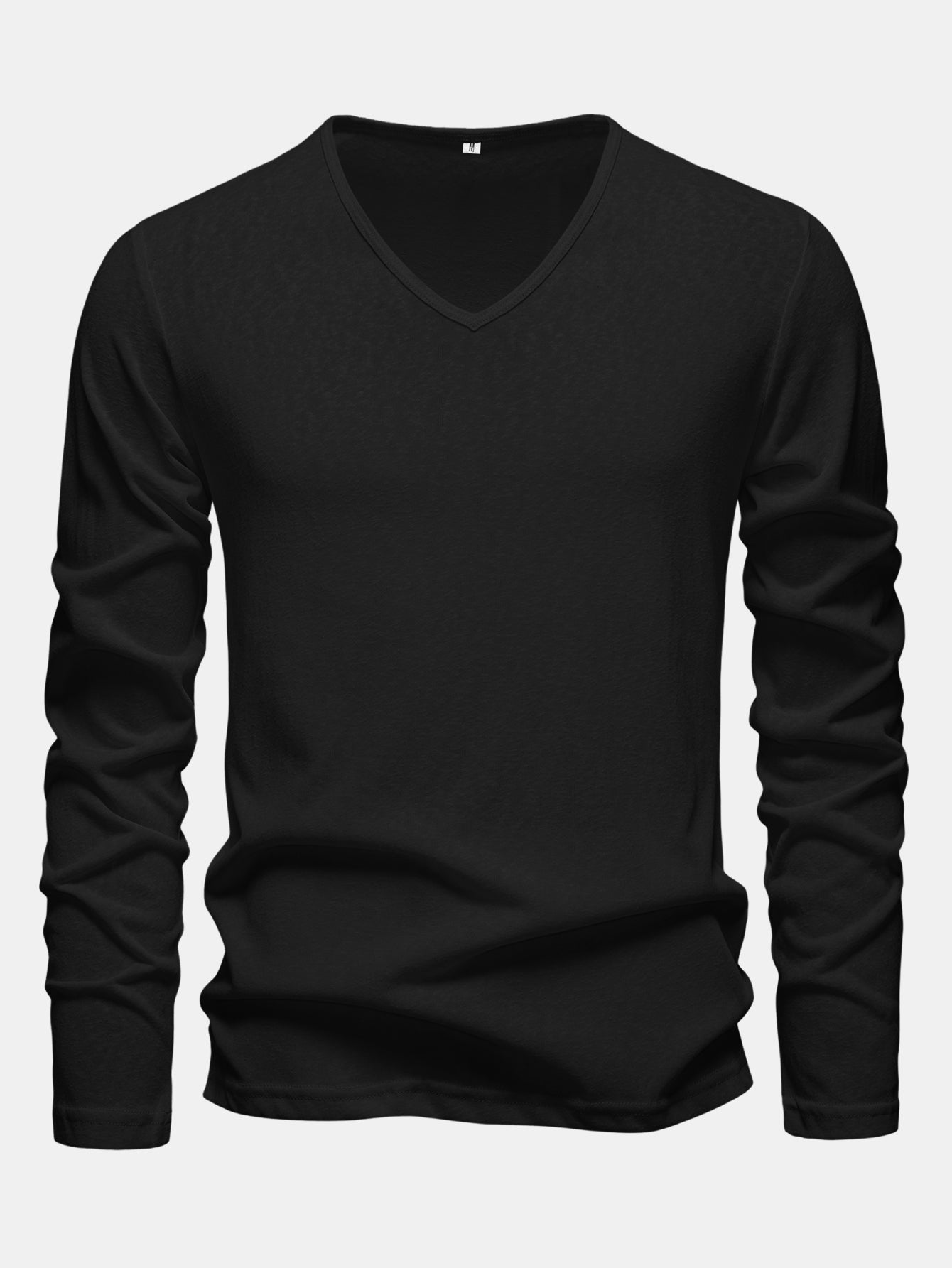 Long Sleeve Lightweight Linen Look V Neck T-Shirt