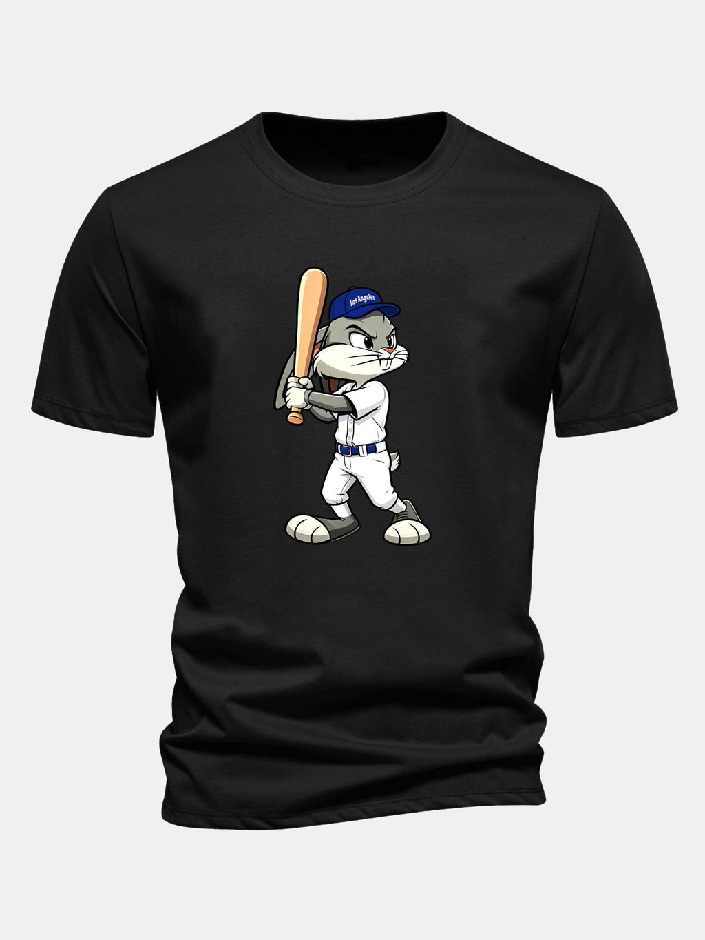 Regular Fit Baseball Rabbit Print Cotton T-Shirt