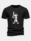 Regular Fit Baseball Rabbit Print Cotton T-Shirt