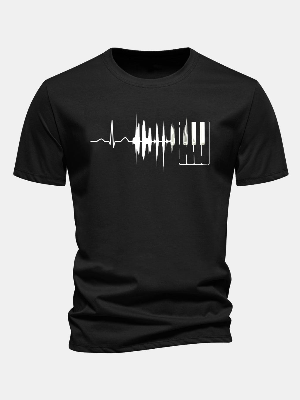 Regular Fit Keyboard Heartbeat Print Cotton T-Shirt