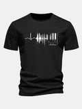 Regular Fit Keyboard Heartbeat Print Cotton T-Shirt