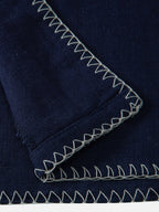 Contrast Stitching Linen Rayon Blend Cuban Shirt