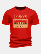 Regular Fit 1980's Cassette Tape Print Cotton T-Shirt