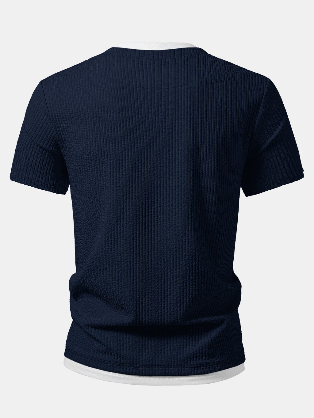 2 In 1 Ribbed Notched Collar T-Shirt & Ribbed 7" Shorts