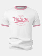 Vintage Print Contrast Ringer T-Shirt