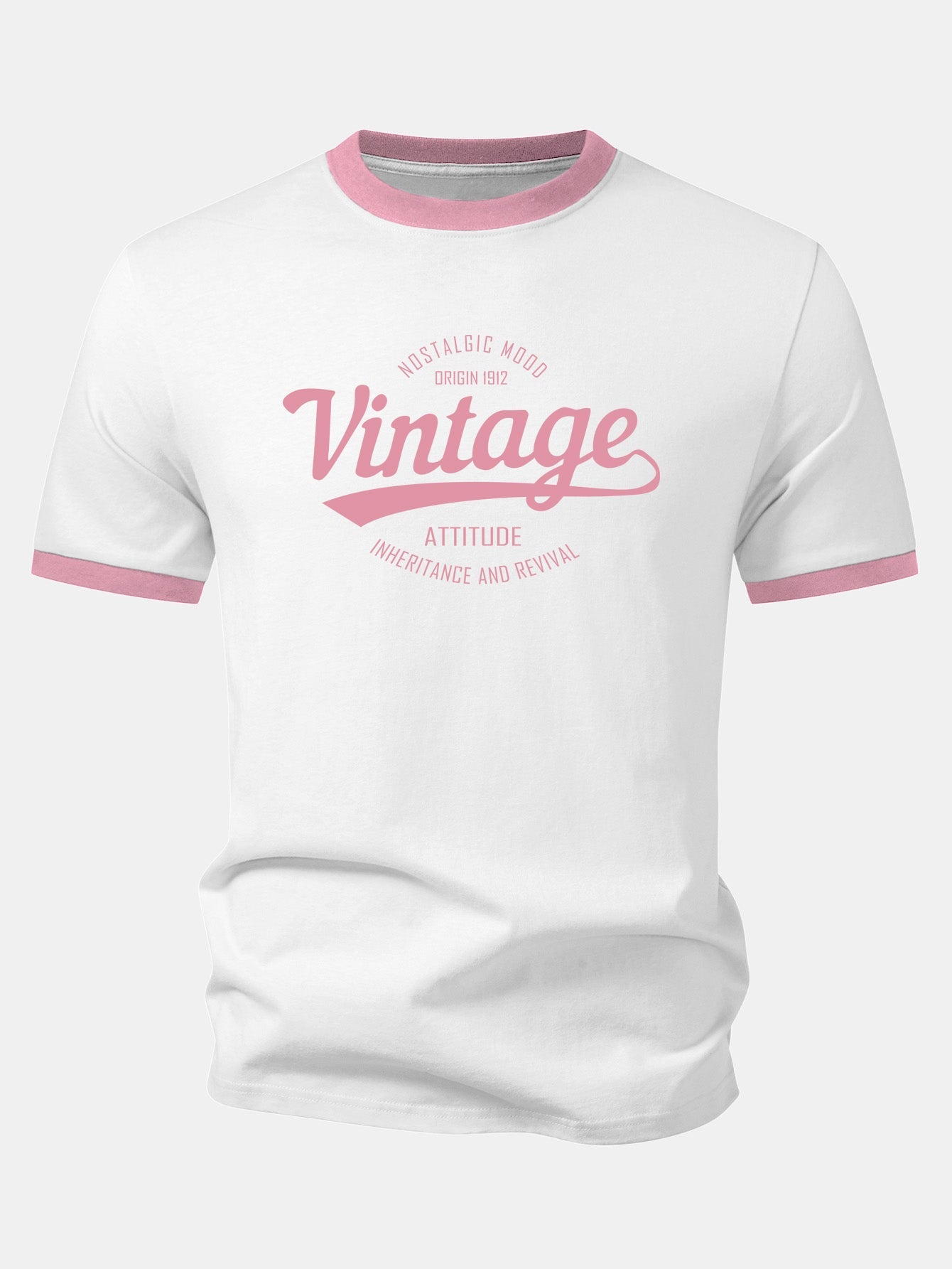 Vintage Print Contrast Ringer T-Shirt