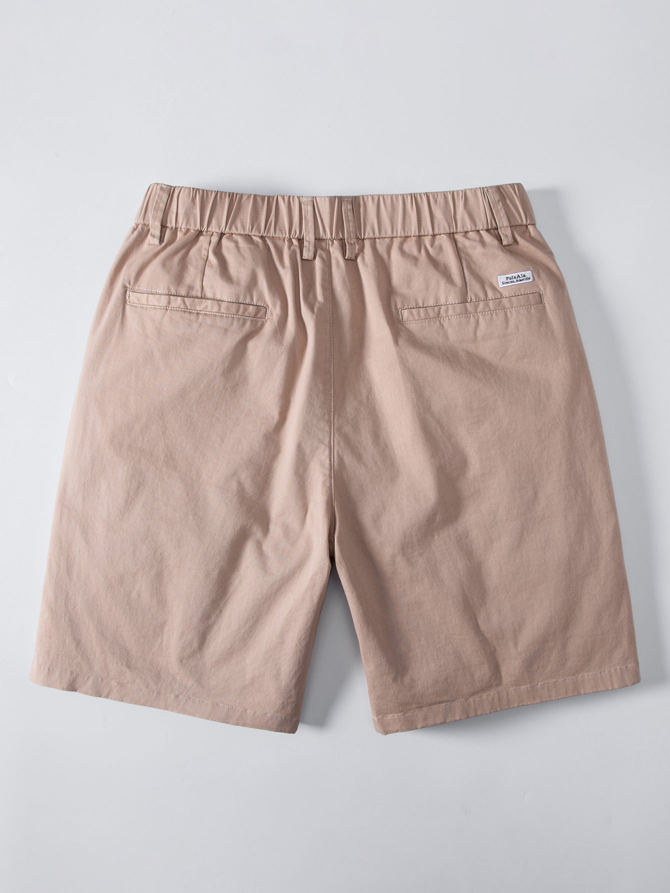 Contrast Striped Ribbed Knit Polo & Elastic Waist Chino Shorts