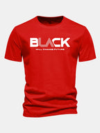 Regular Fit Black Print Cotton T-Shirt