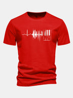 Regular Fit Keyboard Heartbeat Print Cotton T-Shirt