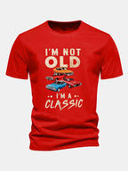 Regular Fit Vintage Car Print Cotton T-Shirt