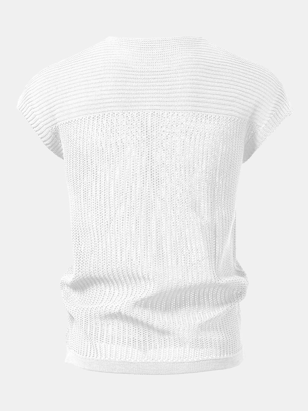 Open Knit Cap Sleeve Mesh Sweater T-Shirt