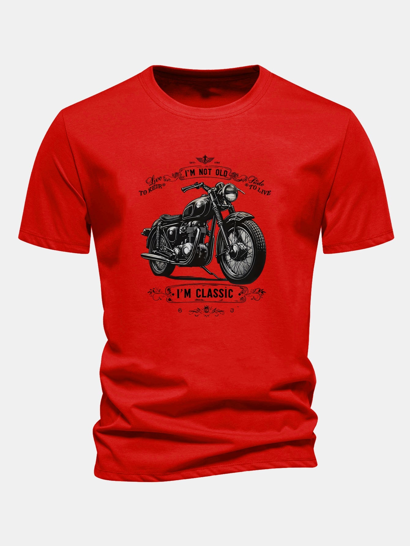 Regular Fit Classic Motorcycle Print Cotton T-Shirt