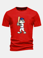 Regular Fit Baseball Rabbit Print Cotton T-Shirt