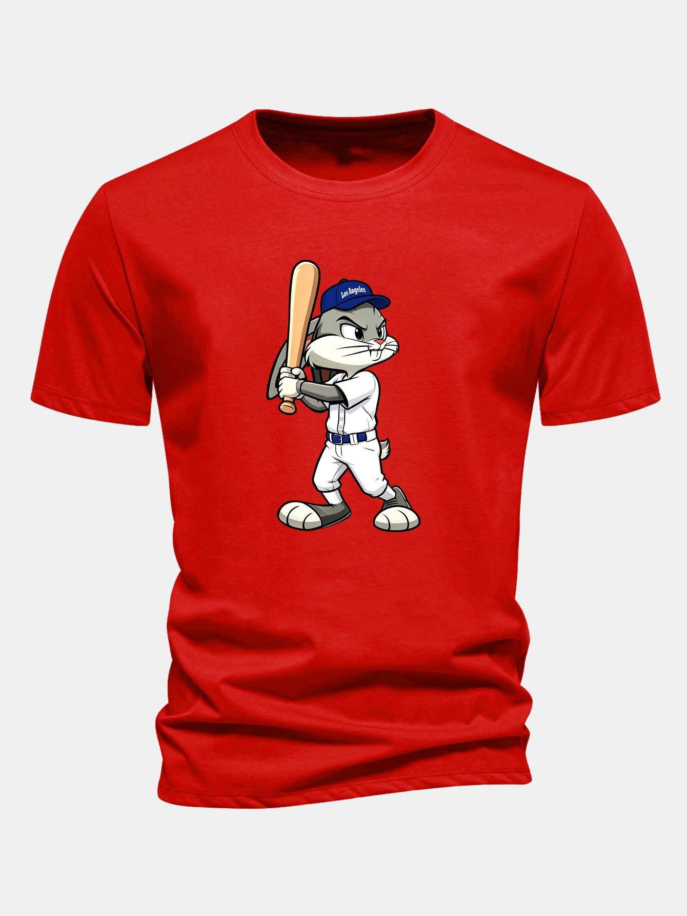 Regular Fit Baseball Rabbit Print Cotton T-Shirt