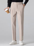 Contrast Striped Ribbed Knit Polo & Slim Fit Tapered Trousers