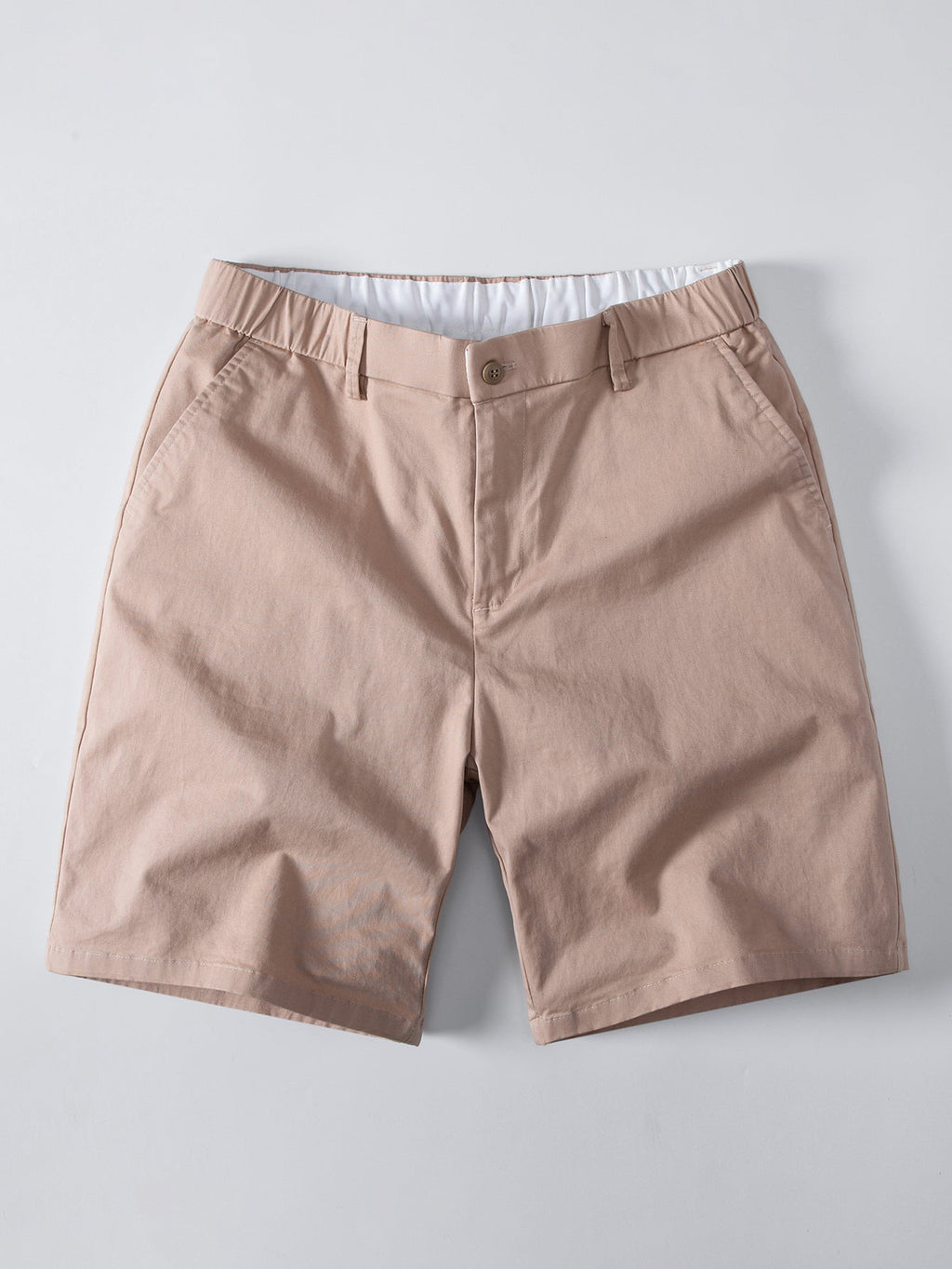 Striped Textured Knit Polo & Elastic Waist Chino Shorts