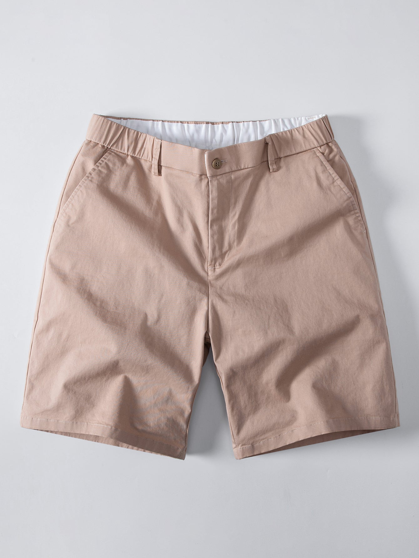Striped Textured Knit Polo & Elastic Waist Chino Shorts